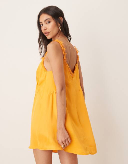 ASOS DESIGN lace detail cami mini swing dress in tangerine | ASOS