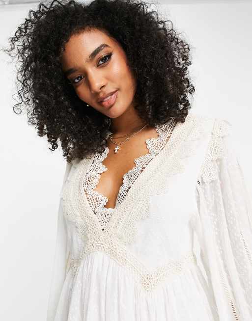 ASOS DESIGN tiered lace mini dress writh contrast lace trim detail