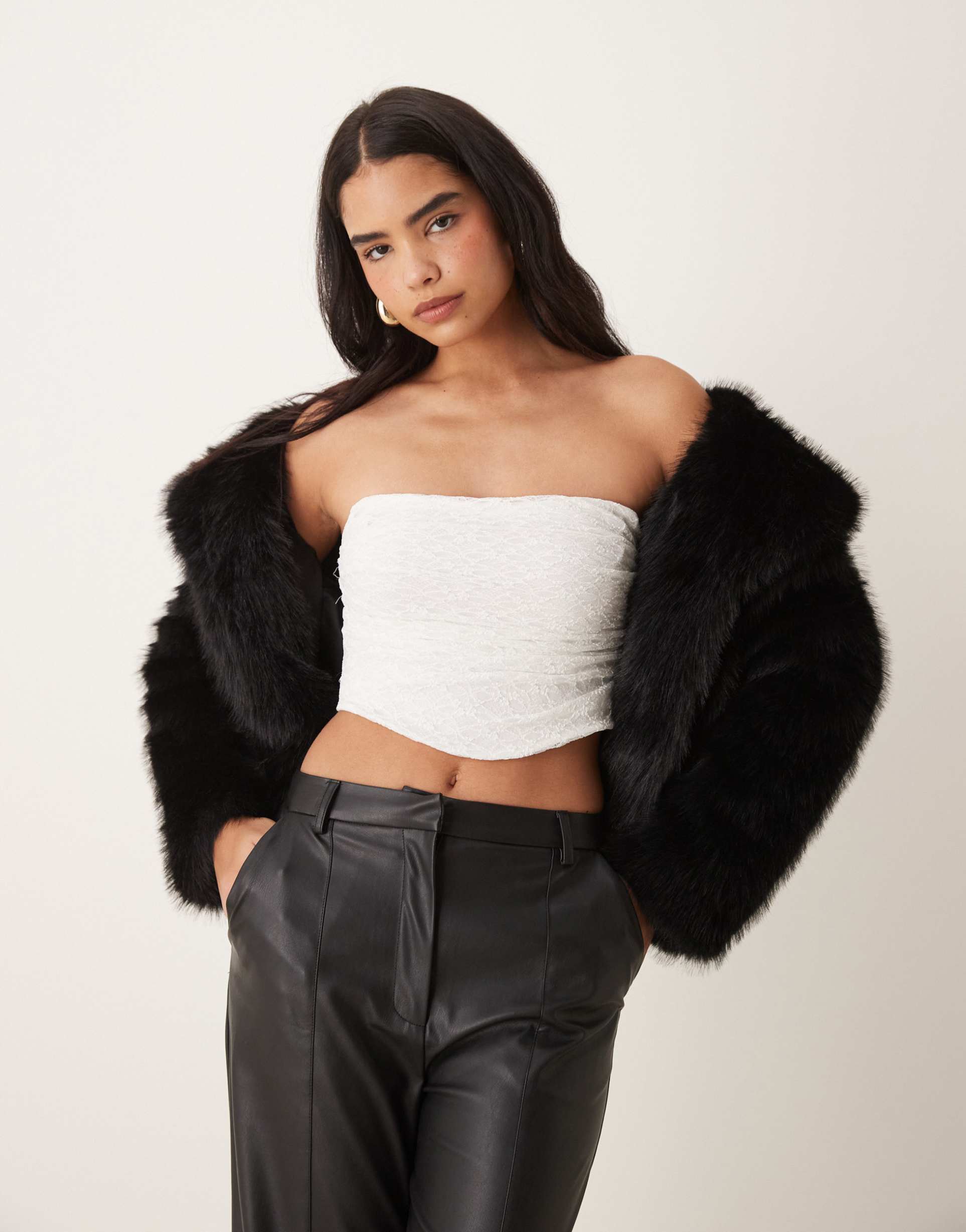 asos design lace draped corset top in white