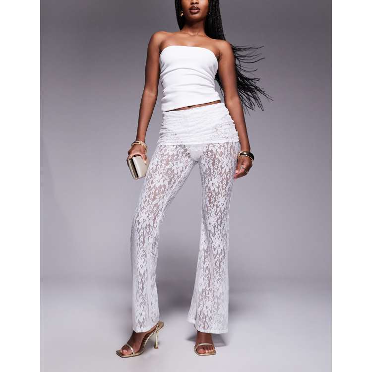 ★overdue flair★ LACE PINTUCK COTTON PANTS_WHITE White Pintucked Pants - Plümo Ltd