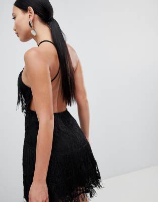 fringe backless dress