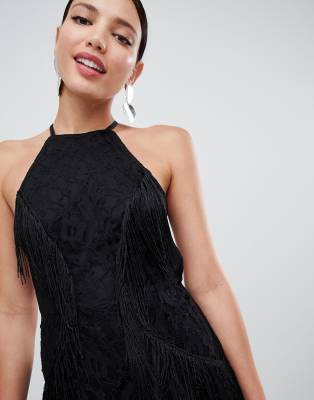 fringe backless dress