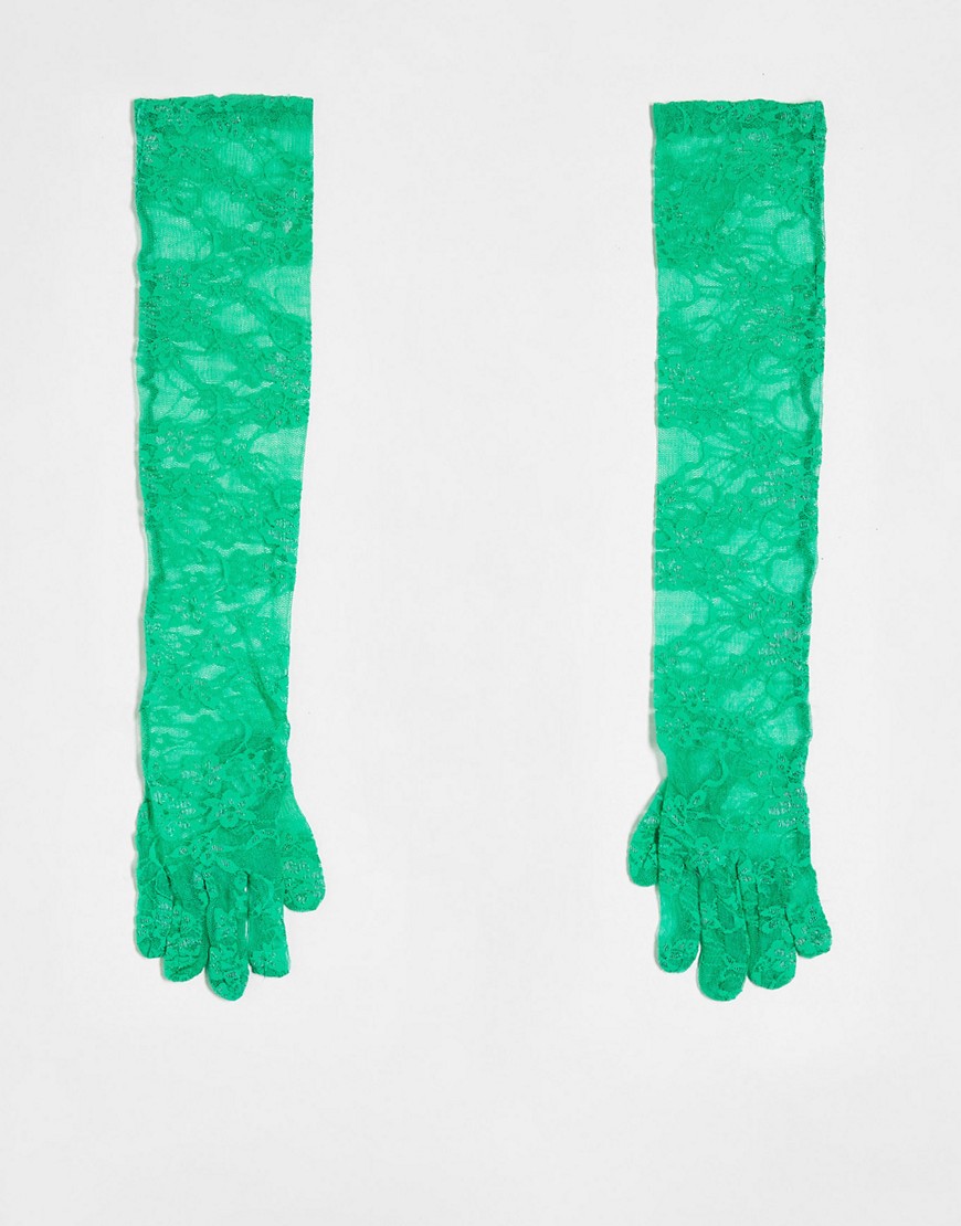 ASOS DESIGN lace gloves in green