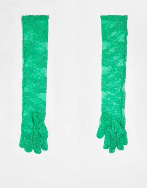 Green sale lace gloves