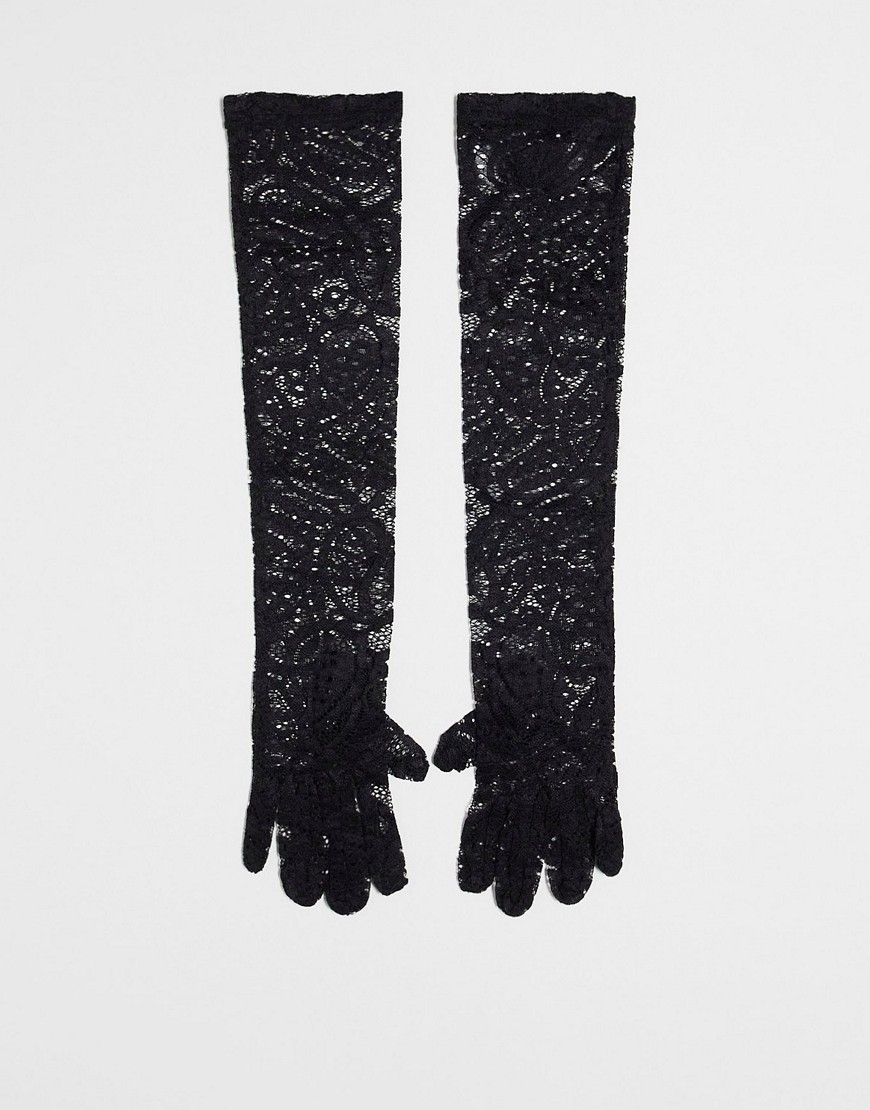 ASOS DESIGN lace gloves-Black