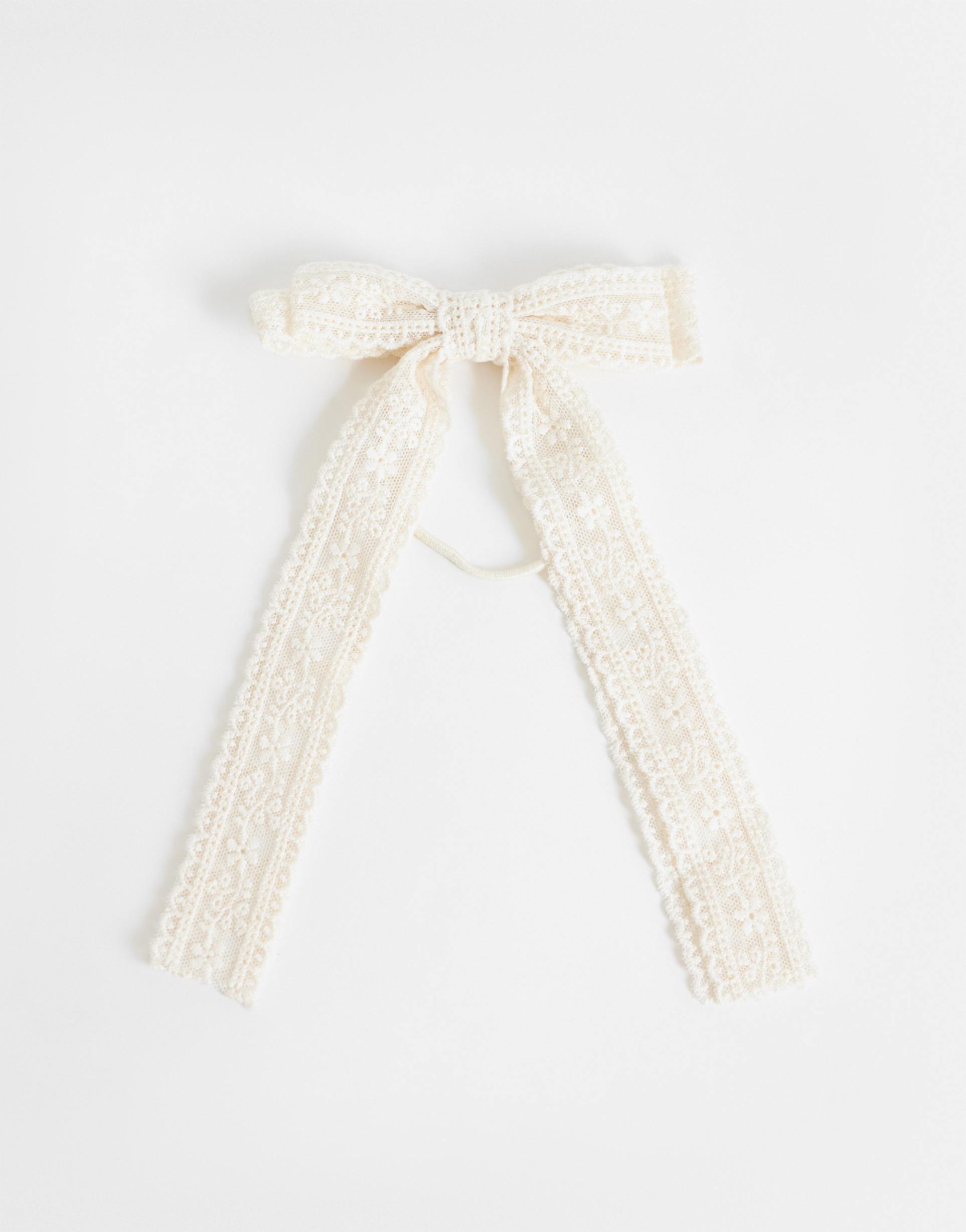 asos design lace hair bow in ivory