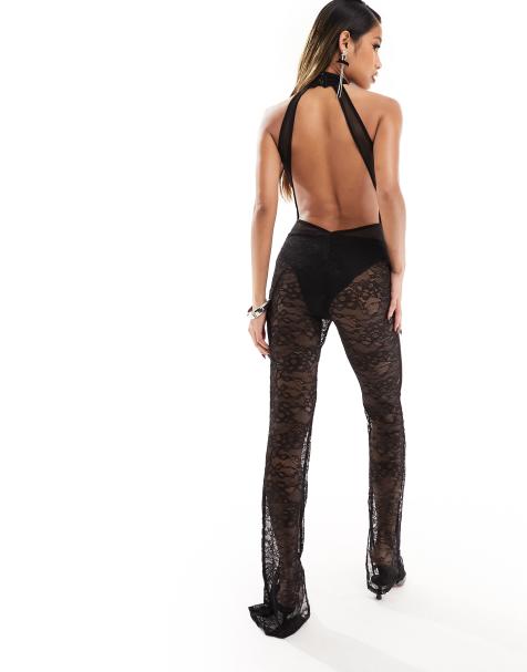 Black Lace Jumpsuit Sexys Lingerie With Crossed Strap Personalized