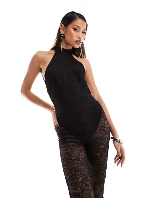 Lace high cheap neck jumpsuit