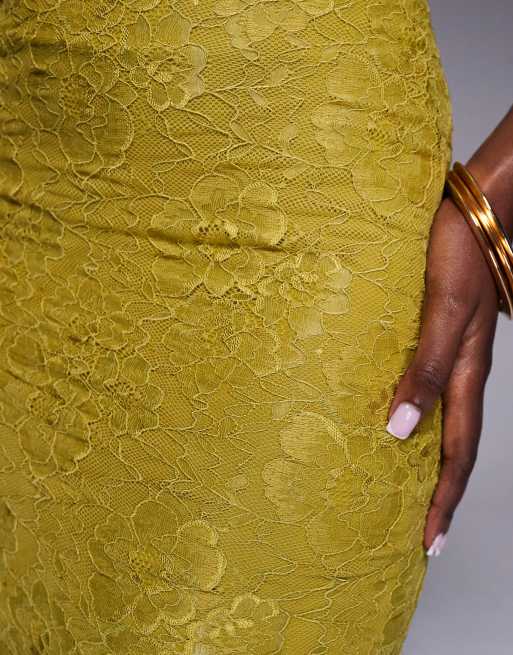 ASOS DESIGN lace halterneck maxi dress in chartreuse