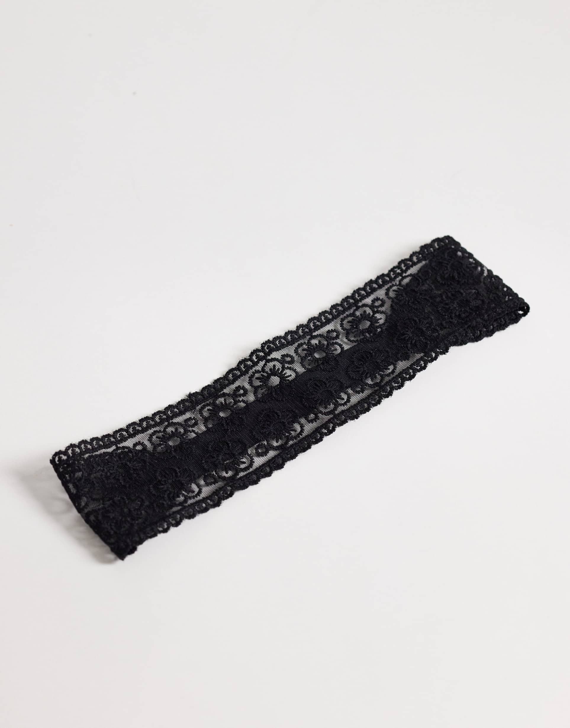 asos design lace headband in black