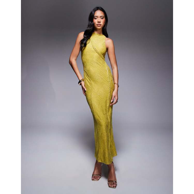chinese dress ladies Venice Stroll Embroidered Maxi Dress in Chartreuse S / Chartreuse main image 1