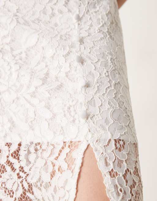ASOS DESIGN lace high neck sleeveless maxi dress in white