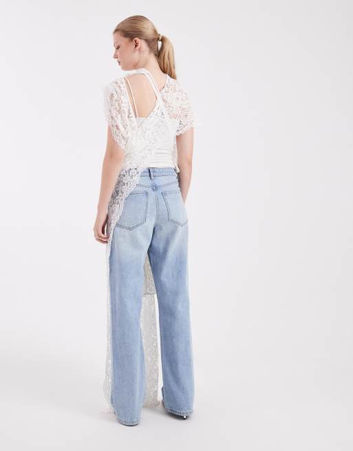 ASOS DESIGN lace high neck tie side maxi dress in ecru, 3 of 4