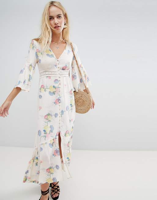 Asos design button through maxi outlet dress