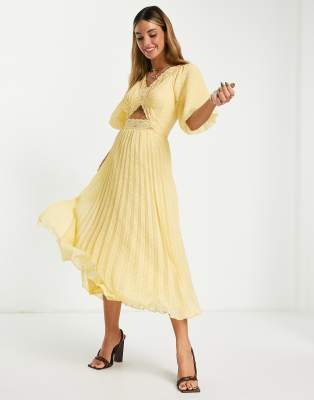 Asos yellow pleated clearance dress