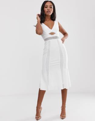 asos design lace midi skater dress