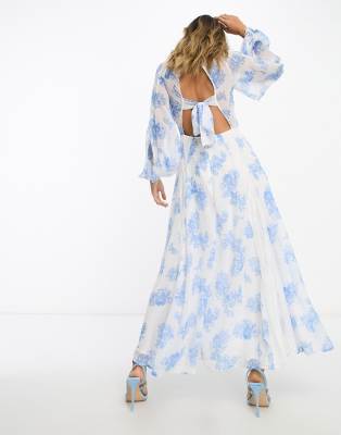 blue lace godet maxi dress House of Cb Blue Lace Godet Maxi Dress