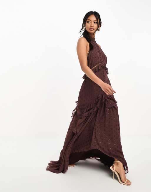 Asos burgundy outlet maxi dress