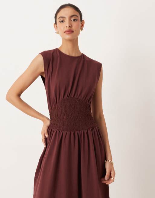 ASOS DESIGN lace insert maxi dress in chocolate | ASOS