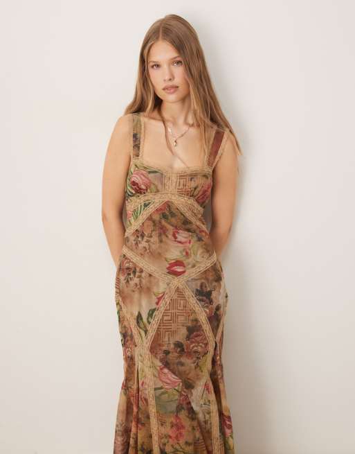 ASOS DESIGN lace insert maxi dress in vintage floral