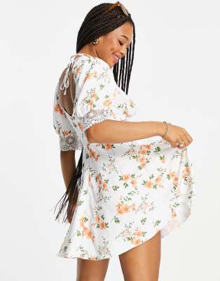 ASOS DESIGN lace insert mini dress in ditsy floral | ASOS