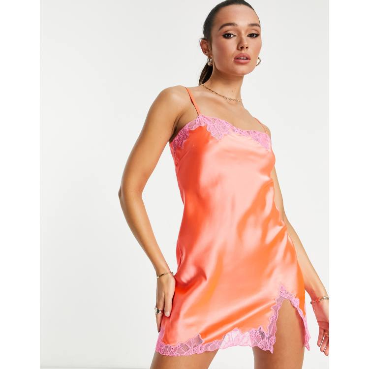 silk and lace mini dress Donde Esteban - Frutas Silk Satin Lace Mini Dress
