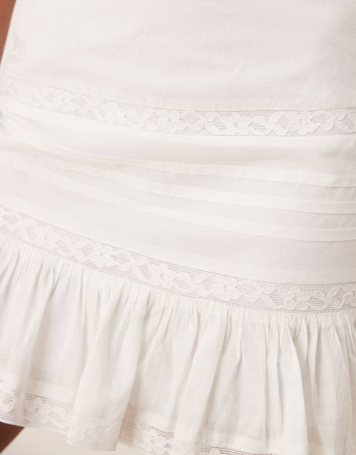 ASOS DESIGN lace insert mini skirt co-ord in white, 3 of 5