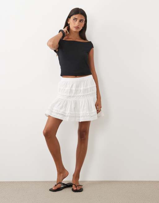 ASOS DESIGN lace insert mini skirt in white, 2 of 5