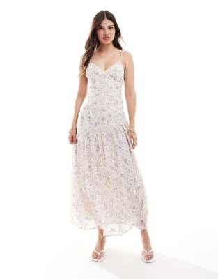 Asos Design Lace Insert Paneled Midi Dress