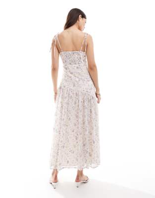 Asos Design Lace Insert Paneled Midi Dress