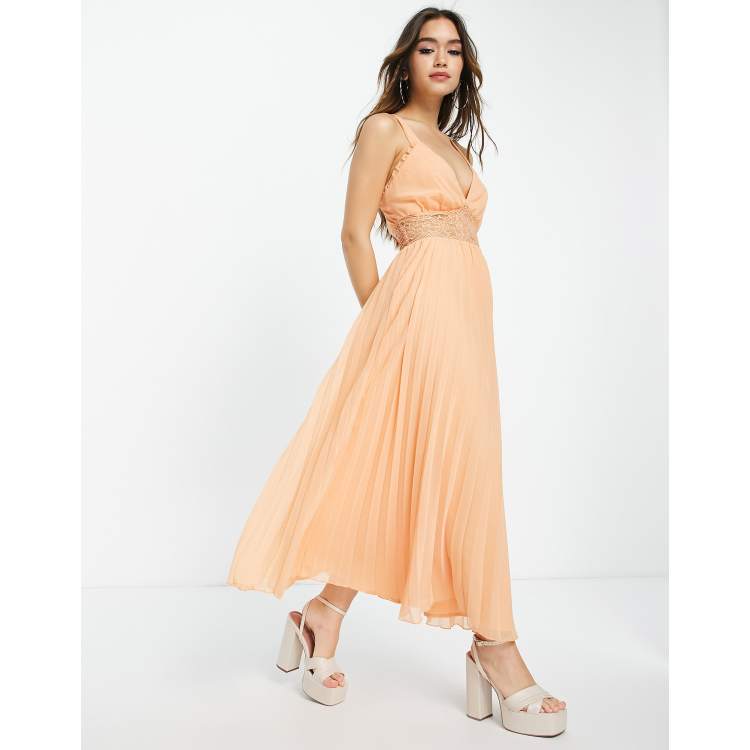 Asos design lace and pleat store midi dress