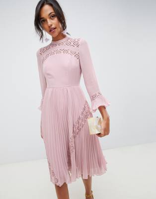 lace and pleated dress