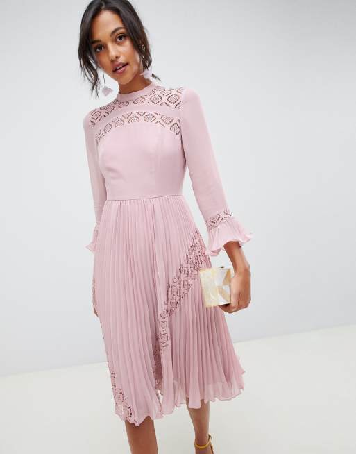 Asos design lace midi skater clearance dress