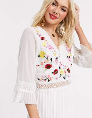 white embroidered dress asos