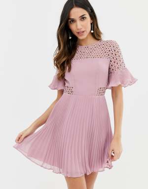 asos dress pleated mini dresses insert lace guest guests weddings