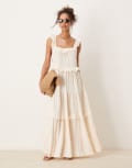 [ASOS DESIGN] ASOS DESIGN lace insert ruffle tiered swing maxi dress in white 18 WHITE
