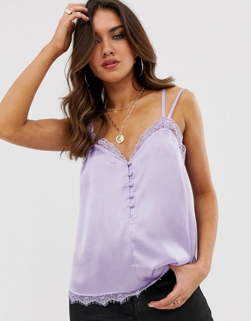 LACE BUTTON FRONT CAMI