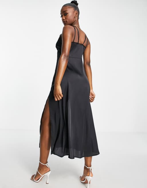 Asos black hot sale silk dress