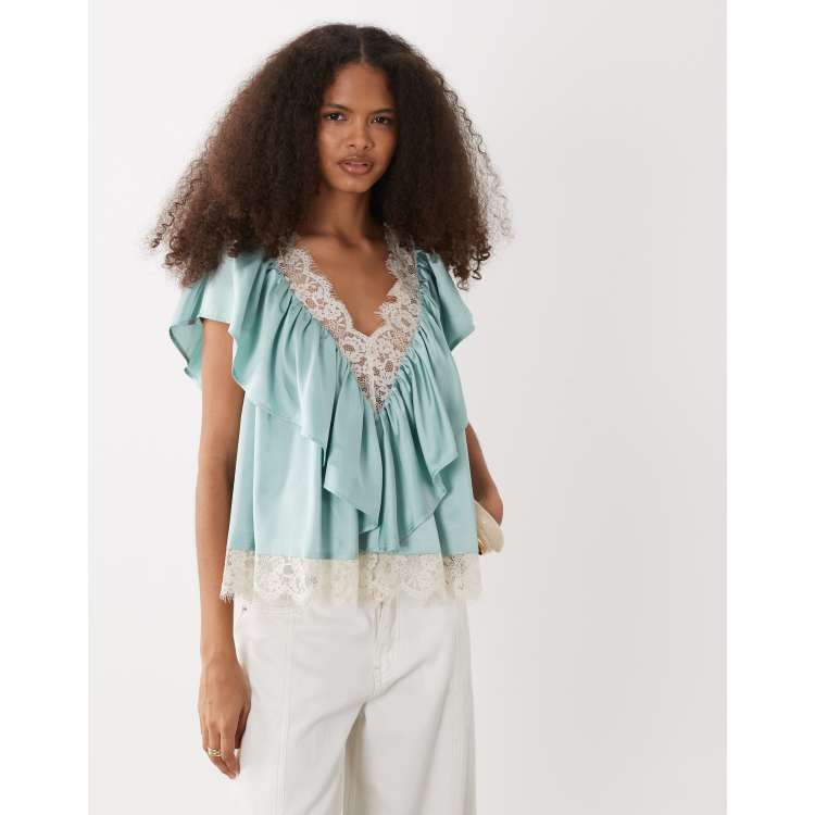 sov. ソブLace Tiered Blouse New with Tags ASOS DESIGN high neck 