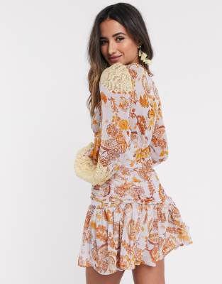 asos orange lace dress