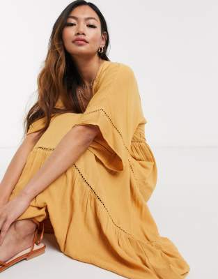 mustard kimono dress