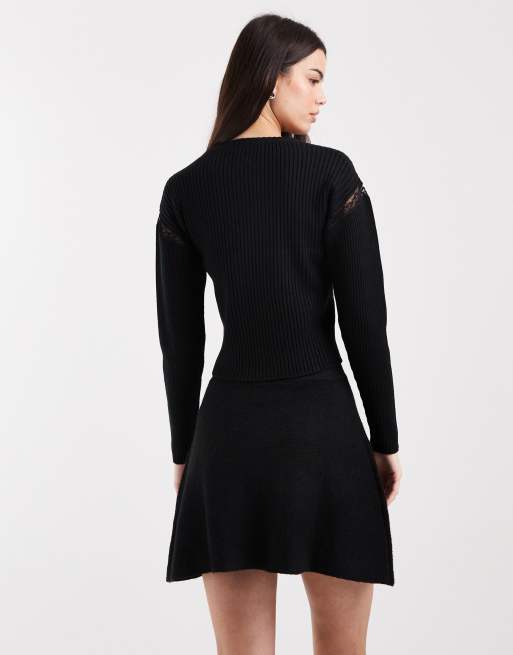 ASOS DESIGN lace insert top in black, 4 of 4