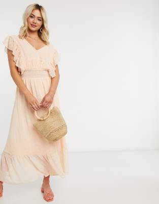 peach lace maxi dress