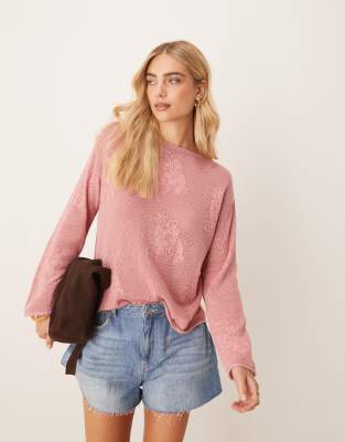 Asos Design Lace Knit Slouchy Sweater