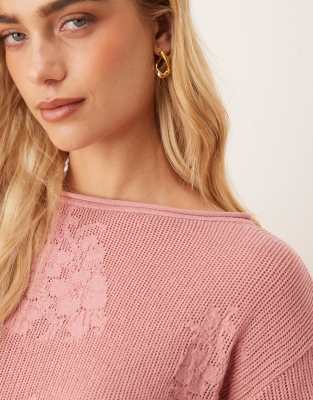 Asos Design Lace Knit Slouchy Sweater