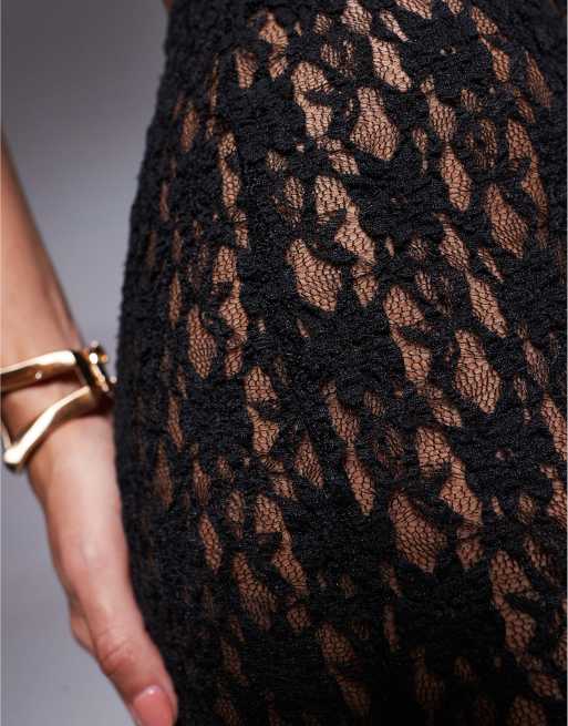 ASOS DESIGN lace legging fitted short in black , 2 of 5