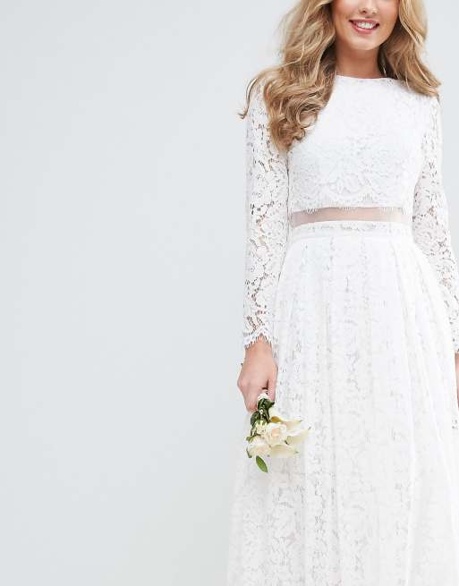 Long sleeve lace 2024 crop top wedding