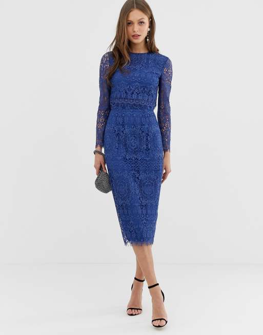 Asos blue lace outlet dress