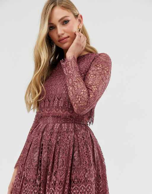 Asos long sleeve lace midi 2024 prom dress