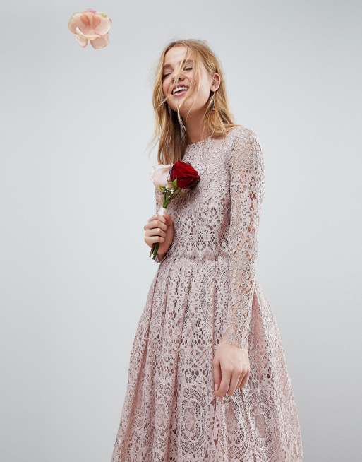 Long sleeve shop midi prom dress